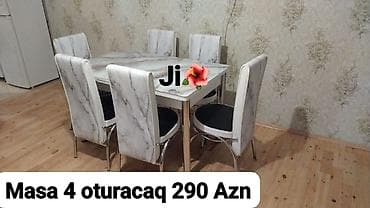 stol dəsti: Mətbəx üçün, Açılmayan, Dördbucaq masa, 4 stul — 1