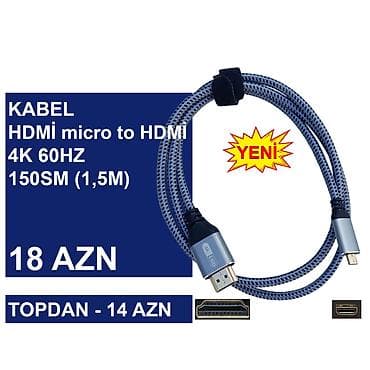 es: HDMİ Micro/Mini Kabellər ⭐HDMİ micro to HDMİ 0,3m 4K 60HZ – 15 AZN — 9