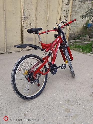 OLYMPIA dağ velosipedi - Rəng: qırmızı - Çərçivə: amortizatorlu
