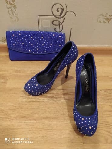 derihan ayakkabı: Tuflilər, Ölçü: 37.5, rəng - Göy, İşlənmiş — 1