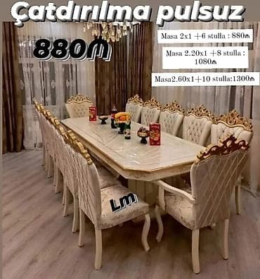 stulla: *Möhtəşəm masa dəsti*👑 *Yüksək keyfiyyətlə* Qiymət : Masa 2x1 +6 — 1