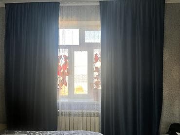 metbex perdeleri 2022: Tünd mavi qalın pərdə + nazik tül dəsti - Rəng: dərin tünd mavi — 1