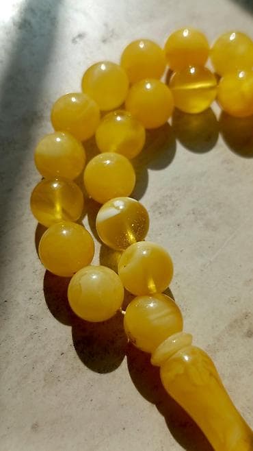 ebanit tesbeh: 1-ci sort Kral kəhrəbası.100% təbii,bütöv daş Baltik kəhrəbasından — 3