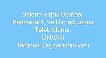 model isi axtariram: Salona mütəxəssis axtarışı Aşağıdakı sahələr üzrə ustalar tələb — 1