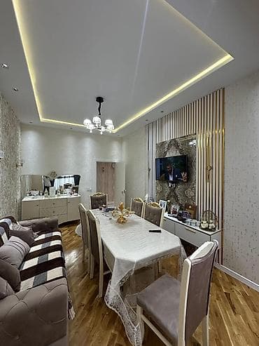 Tam təmirli 2 otaqlı mənzil interyeri - Geniş qonaq otağı: LED xətli — 4