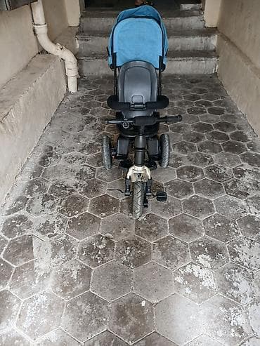 dağ velosipedi: Uşaq üçtəkərli velosiped/körpə arabası 2-si 1-də - Rəng: mavi (göy) — 3