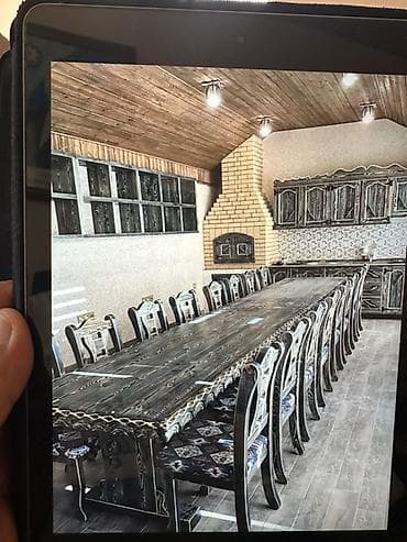 qabaq ustol: Mətbəx üçün, Açılmayan, Dördbucaq masa, 12 stul — 7