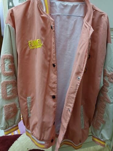 ag jaket: Kollec stilində beysbol tipli jaket - Rəng: əsasən şaftalı/çəhrayı — 2