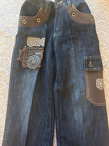 Uşaq cins şalvarı - Material: qalın denim (tünd⅞ mavi). - Dizayn