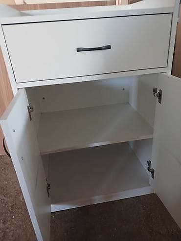 taxta komod: Ağ rəngli çoxməqsədli komod/şkaf - Material: laminat/MDF-laminat - — 2
