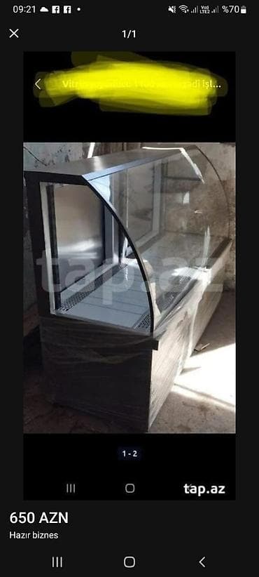 Оборудование для мойки: Soyuduculu vitrinin təsviri - Tip: Şüşəli, ön hissəsi yarımdairəvi — 1