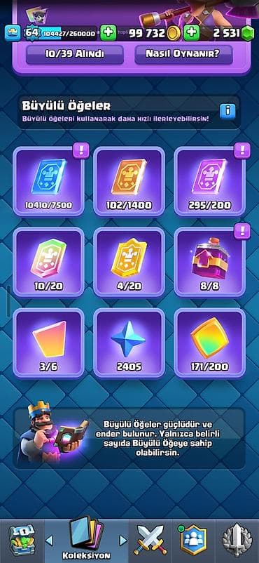 clash royale hesab satisi: Clash Royale hesabı: - Kral səviyyəsi: 64 - Daş: 2800 - Rozetlər — 3