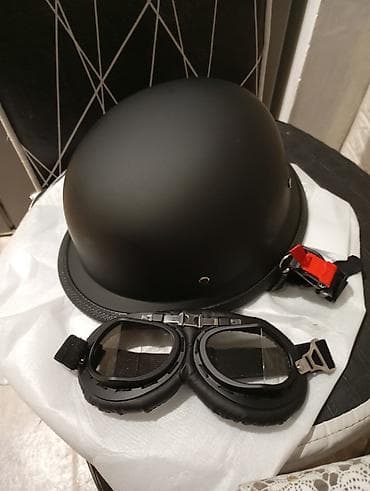 moto debilge: Təzə yeni Retro üslublu motosiklet dəbilqəsi + eynək dəsti (şlem — 4