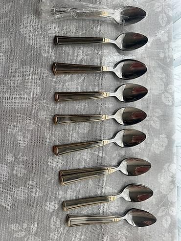 1 kq banka: Mətbəx üçün dəst: Paslanmayan poladdan çay qaşıqları - Miqdar: 18 — 1