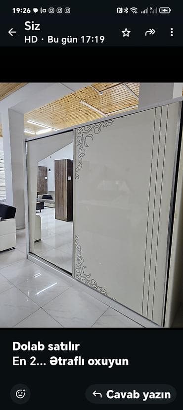 *Dolab satılır* En 2.47sm Hund 2.20sm Derinlik 65 sm Binəqədi Novxanı