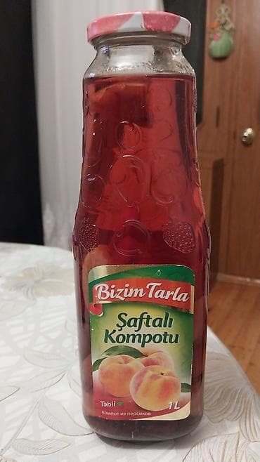 koktel: Bizim Tarla Şaftalı Kompotu – 1 litr - Növlə: Şaftalı kompotu - Həcm — 1
