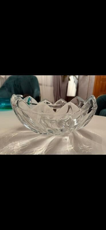 şüşə qab: Şüşə meyvə/qəlyanaltı qabı - Material: qalın, keyfiyyətli şəffaf şüşə — 1