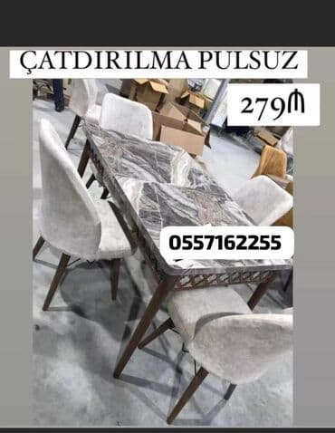 tap az masa ve oturacaqlar: Qonaq otağı üçün, Yeni, Açılan, Dördbucaq masa, 4 stul — 3