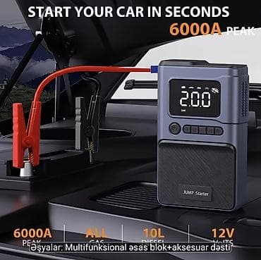 riken tekerleri: Məhsul: 6000A Jump Starter & Hava Kompressoru (Multifunksional — 3