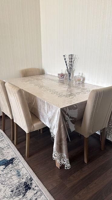 stulla: Qonaq otağı üçün, Yeni, Açılan, Dördbucaq masa, 6 stul — 1