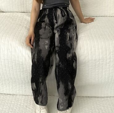 Qadin üçün rahat şalvar - Model: geniş kəsimli, düz balaq - Rəng və