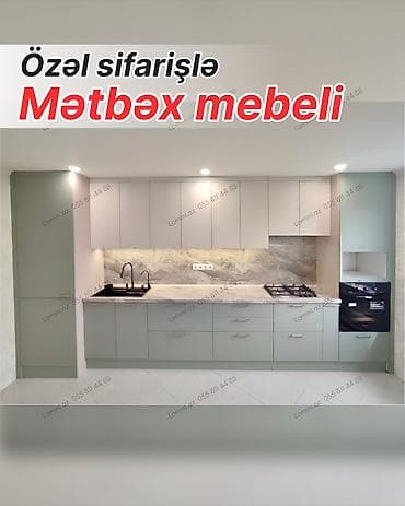 Özəl sifarişlə mətbəx mebeli - Layihə: divarboyu modul mətbəx