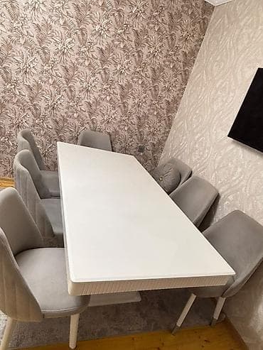 Qonaq otağı üçün, Yeni, Açılan, Dördbucaq masa, 8 stul