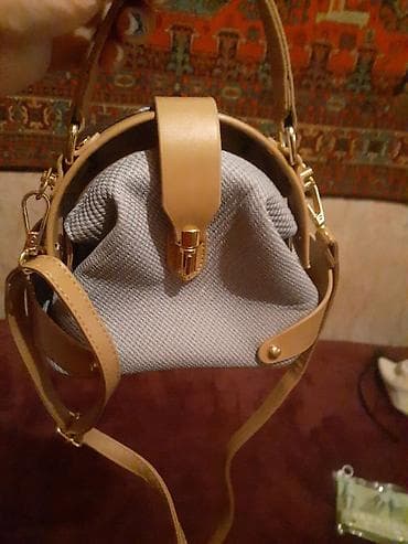 dəri jaket: Qadın çantası – toxuma parça və süni dəri kombinasiyası - Dizayn — 1