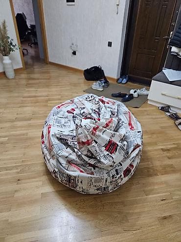 bufik: İşlənmiş, Pufik-kreslo, Parça, rəng - Ağ — 5