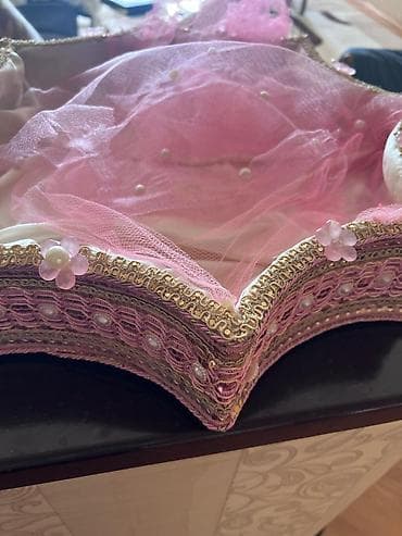 Tekstil: Dekorativ səbətlər dəsti – xonça/qonaqlıq üçün - 4 ədəd əl işi — 2