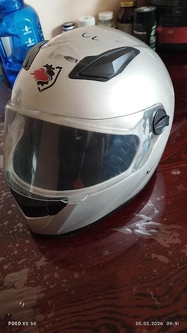 r15 moto: Tam üzlü motosiklet dəbilqəsi Debilqe kaska - Rəng: gümüşü - — 2