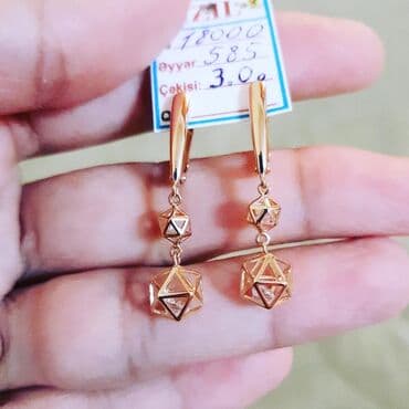 sirqa modelleri: Sırğa, Çəhrayı qızıl, 585 Əyar, 30 g — 5