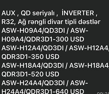 Kondisionerlər: AUX QD seriyalı inverter kondisioner – ağ rəngli, divar tipli split — 2