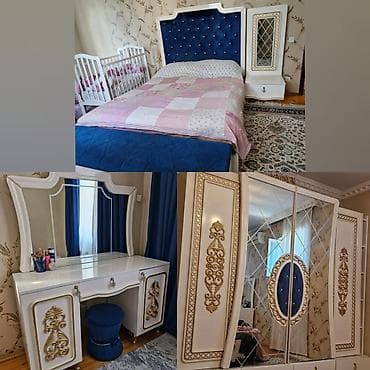 Двуспальная кровать, Трюмо, Шкаф, 2 тумбы, Б/у at lalafo.az Двуспальная кровать, Трюмо, Шкаф, 2 тумбы, Б/у