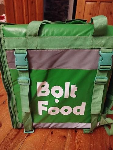 usta cantasi: Bolt Food termo çatdırılma çantası (kuryer üçün) - Rəng: yaşıl/boz — 3
