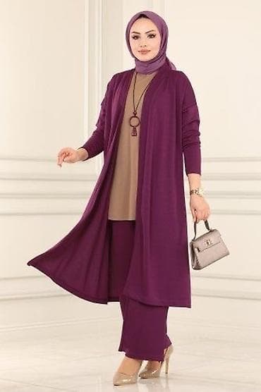 Qadınlar üçün 3 hissəli modest dəst - Tərkib: uzun açıq kardiqan, düz