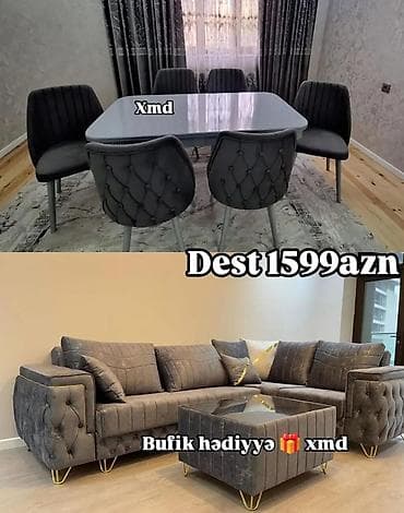 metbex stol stullari 2019: Qonaq otağı və yemək qonaqlığı üçün mebel dəsti - Dəst tərkibi: - 1 — 1