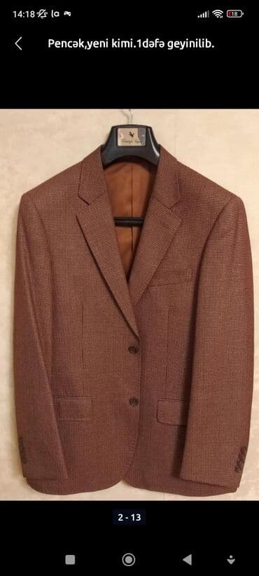 qara pencek: Mustafa Tayat brendinə məxsus, qəhvəyi rəngdə, damalı klassik kişi — 1