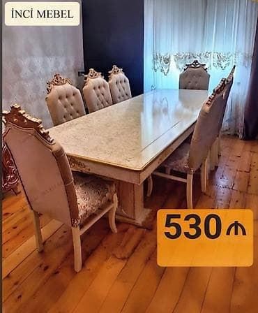 saloglu stullar: Qonaq otağı üçün, Yeni, Açılmayan, Dördbucaq masa, 6 stul — 1