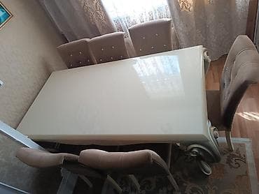 istolar: Qonaq otağı üçün, İşlənmiş, Kvadrat masa, 6 stul — 1