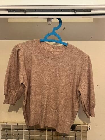 замшевые женские ботинки: Qadın triko bluz - Rəng: açıq qəhvəyi/moka melanj - Material: nazik — 1