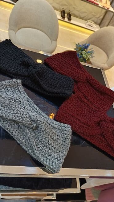 uşaqlar üçün yun papaqlar: Toxunma saçbağı/baş örtüyü dəsti - Model: burğulu düyün detallı — 2