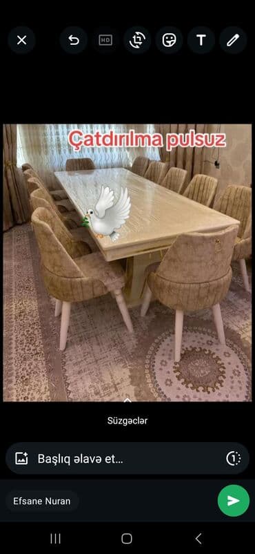 cay evi ucun dican stolar isdenmis: Masa desdi yeni — 1