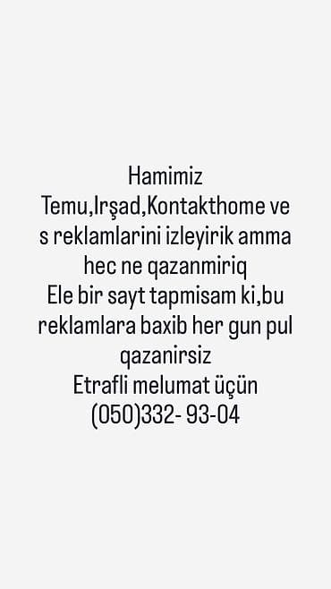 Onlayn reklam izləmə ilə gündəlik pul qazanma imkanı Xidmətin