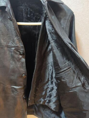 Futbolkalar: Qara rəngli kişi dəri kurtka - Material: həqiqi quzu dərisi (hamar — 2