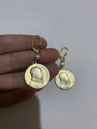 Бижутерия: Yaşıl daşlı və medal asqılı sırğalar seti - Model 1: Yaşıl halqa — 4