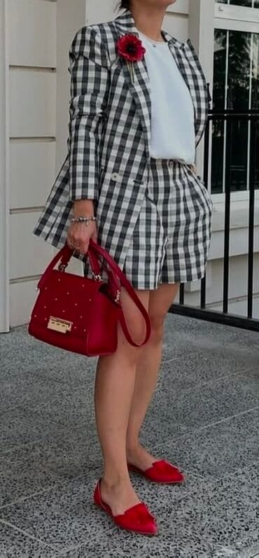 topik geyim: Костюм Mango Пиджак+шорты Смесь хлопка со льном Размер S носила 1 — 4