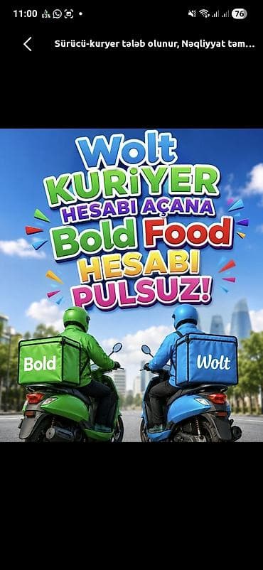evakuasiya xidməti: Sürücü-kuryer teleb olunur,Şexsj neqliyyat vasitesi ile — 1