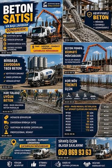 hediyeler: İnşaat betonu M-100, Həcm: 100000 kubmetr, Sifarişlə — 3