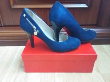 детские кожаные туфли: Туфли, Размер: 39, цвет - Синий, Новый — 1